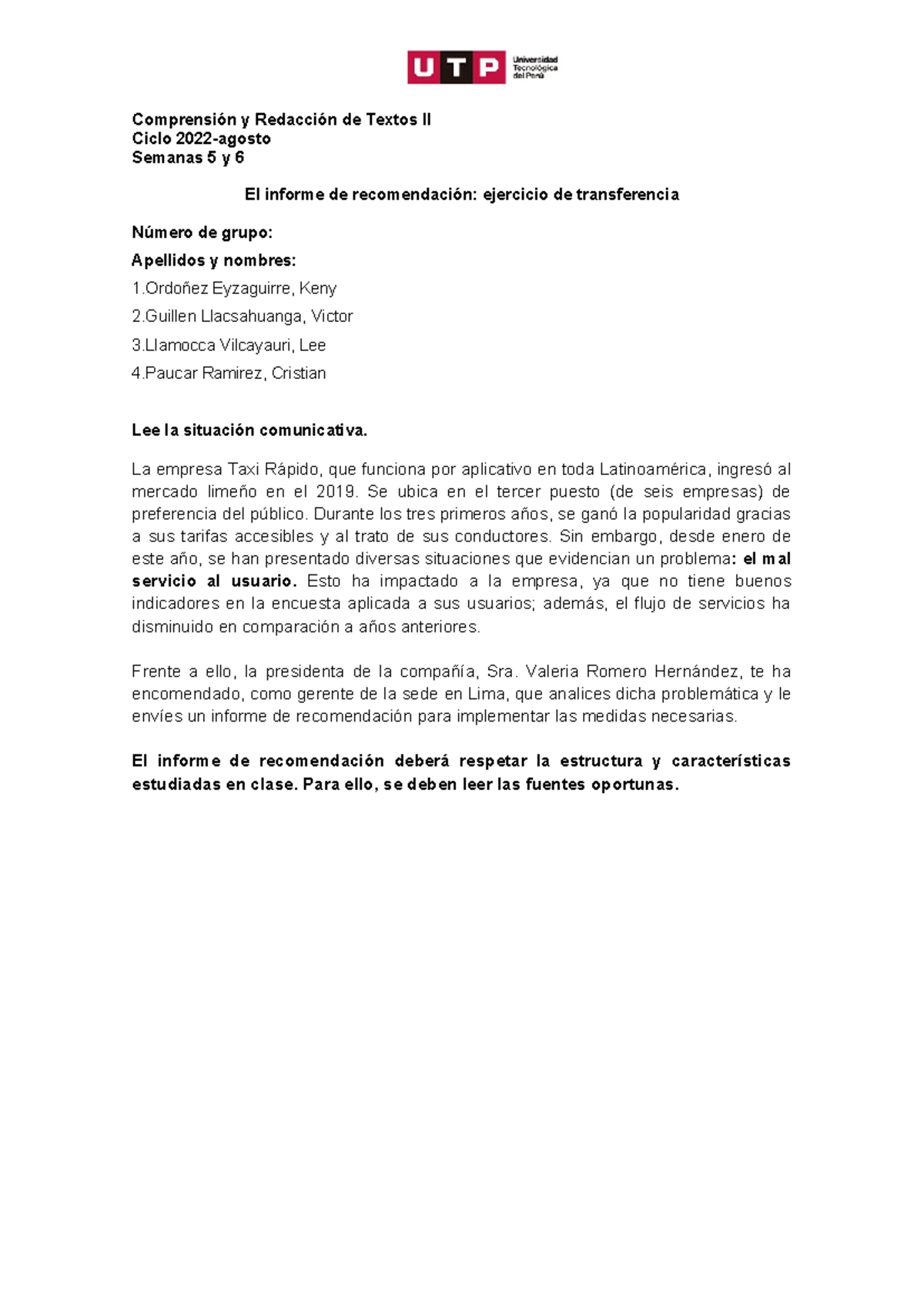 S05+y+S06+-+El+informe+de+recomendaci%C3%B3n ejercicio+de+transferencia ...