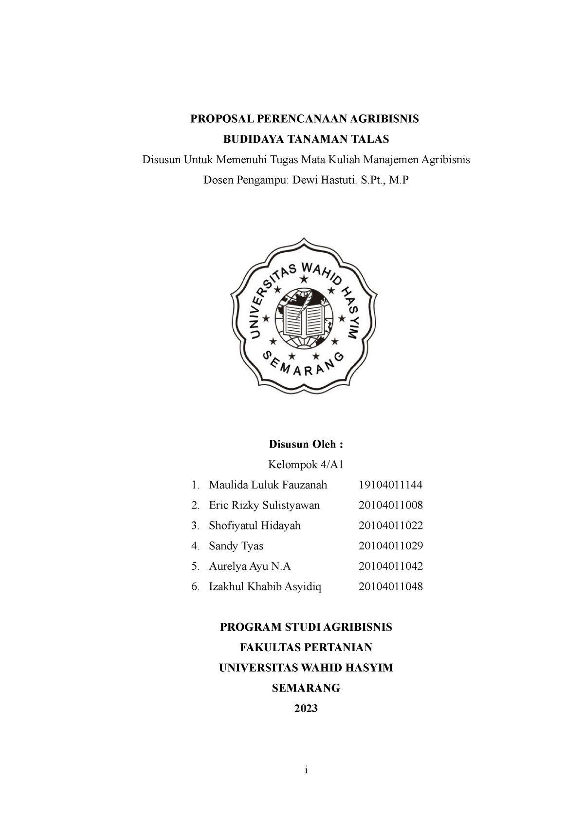 Proposal KEL 4 Manajemen Agribisnis - PROPOSAL PERENCANAAN AGRIBISNIS ...