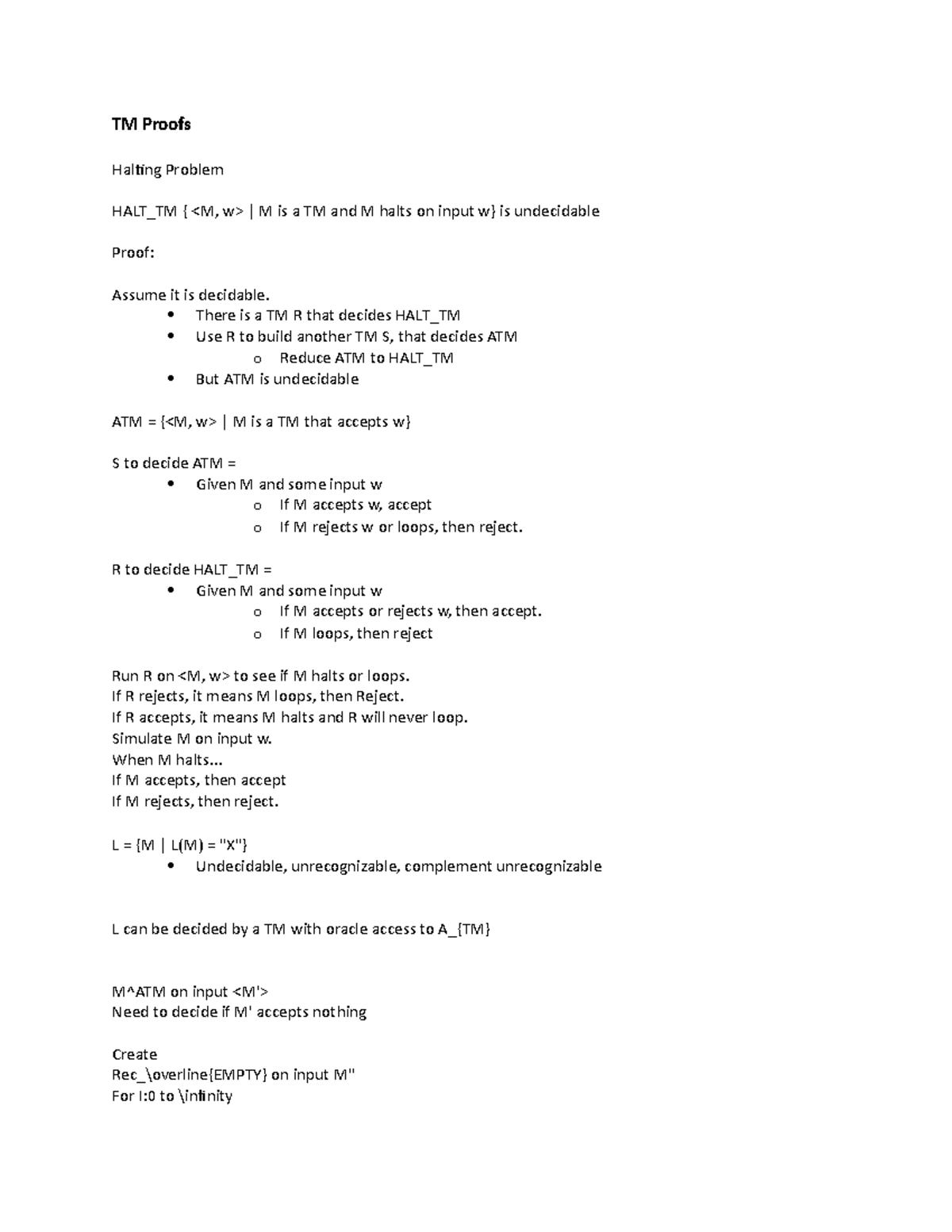 TM Proofs - Prof. Hescott - week 7 - TM Proofs Halting Problem HALT_TM ...