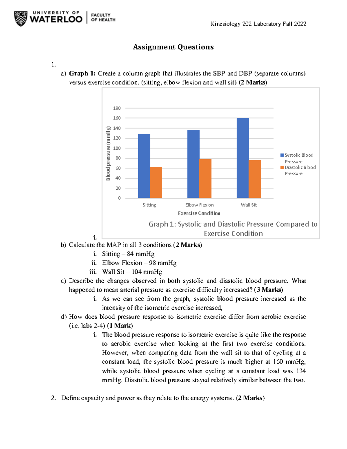 KIN 202 Lab 5 Assignment - F2022 - Assignment Questions a) Graph 1 ...
