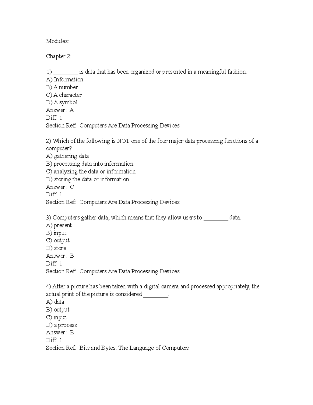 FINAL 16 December 2018, questions and answers - Modules: Chapter 2 ...