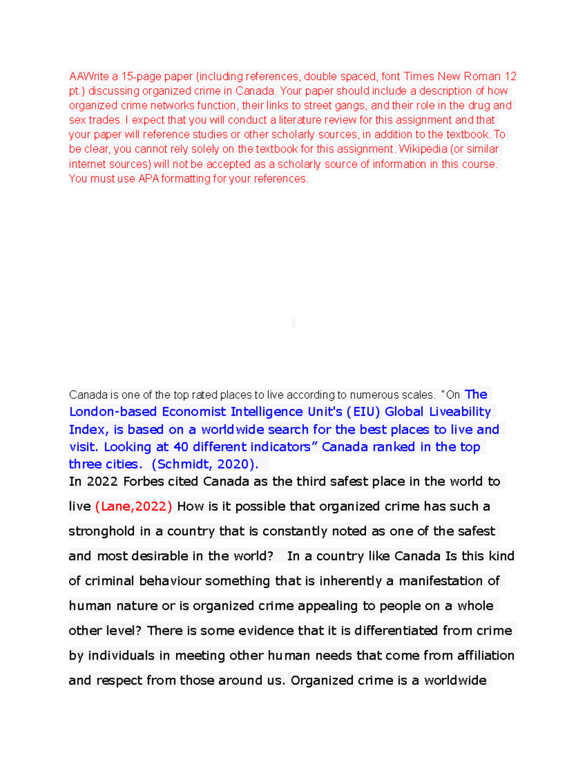 Organized Crime Canada - ####### AAWrite a 15-page paper (including ...