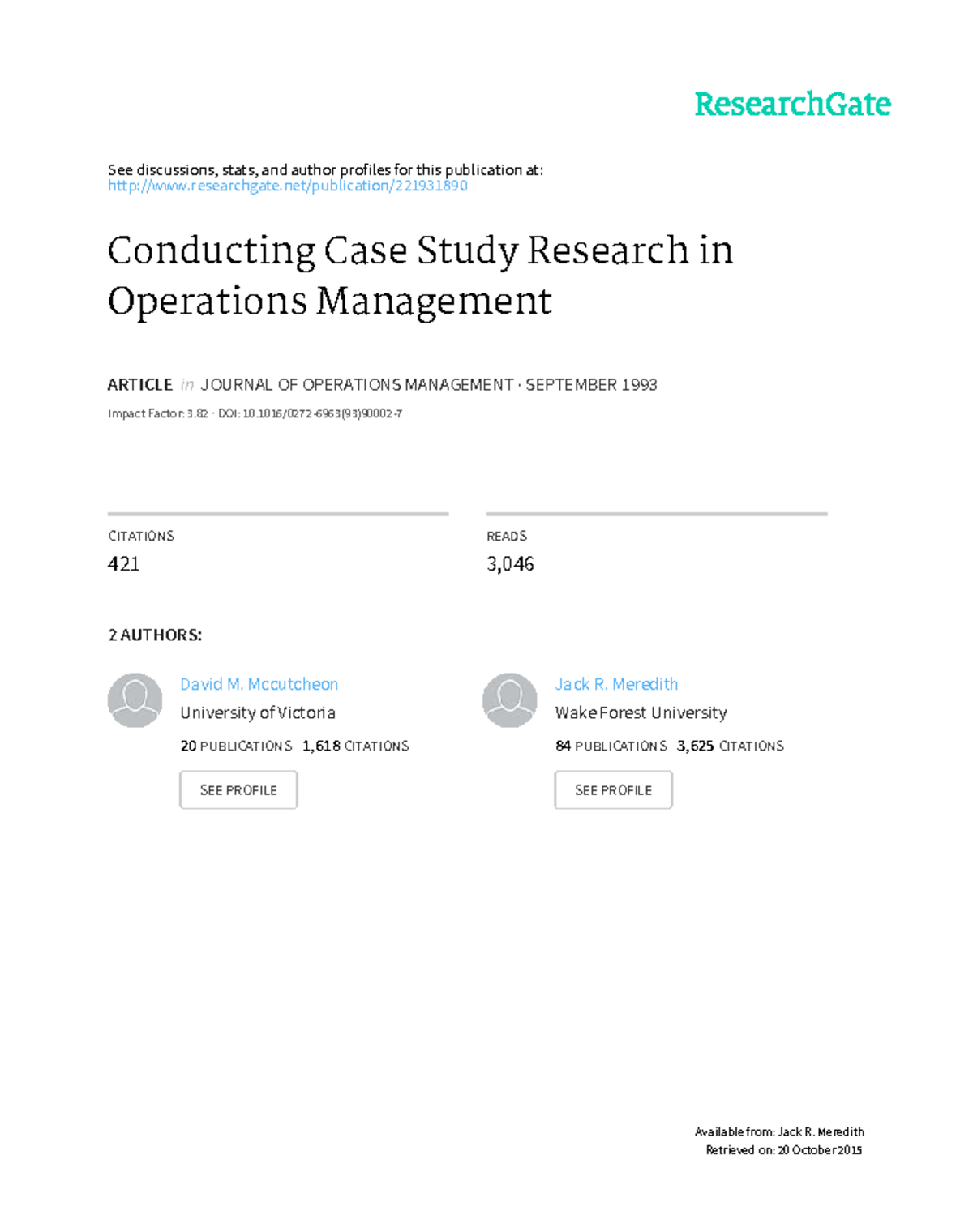 Conducting Case Research in Operations Management - See discussions ...