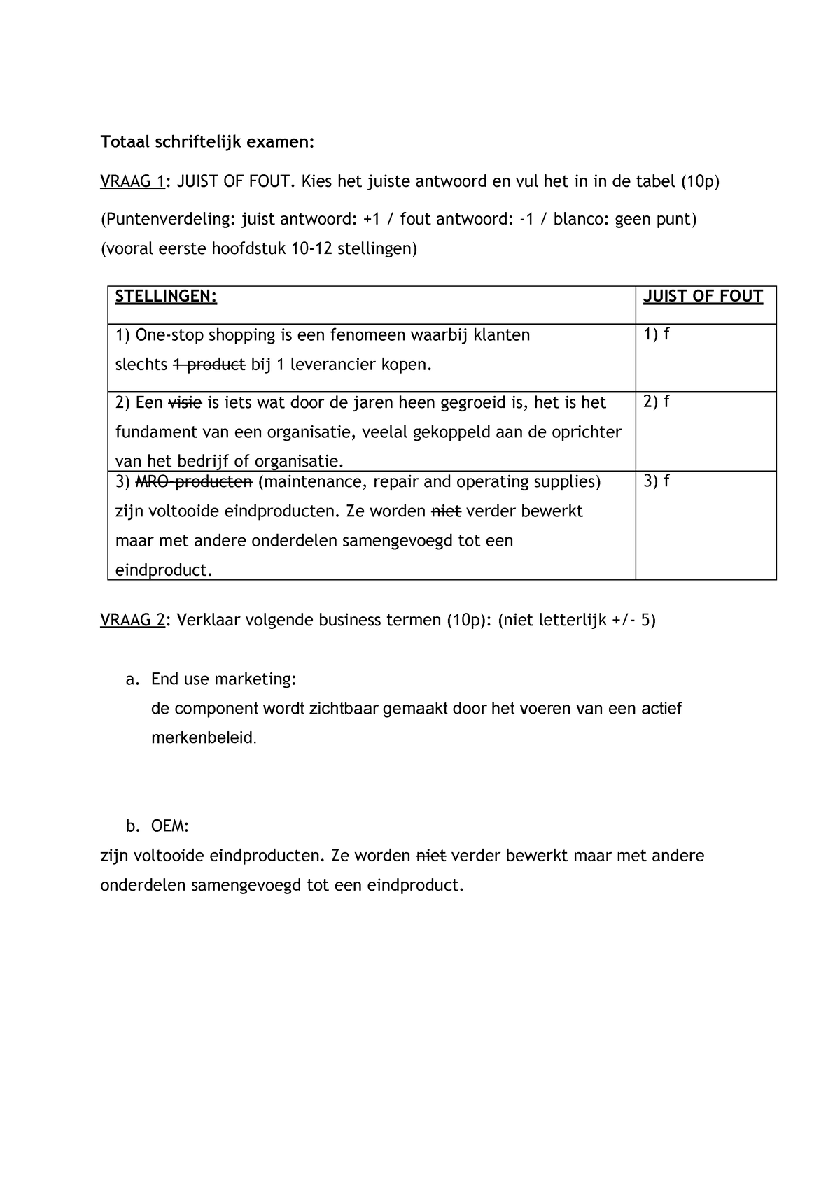 Examen B2B Voorbeeldexamen - 3BDM (2)-1 - Totaal Schriftelijk Examen ...