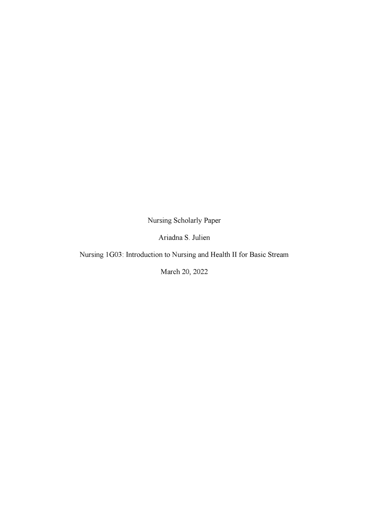 scholarly article on nursing