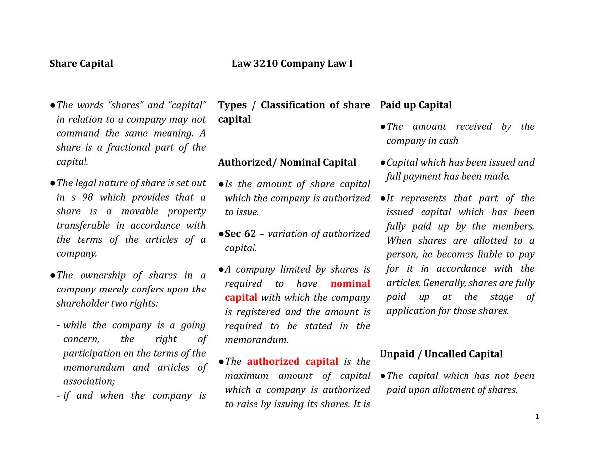 capital law first assignments