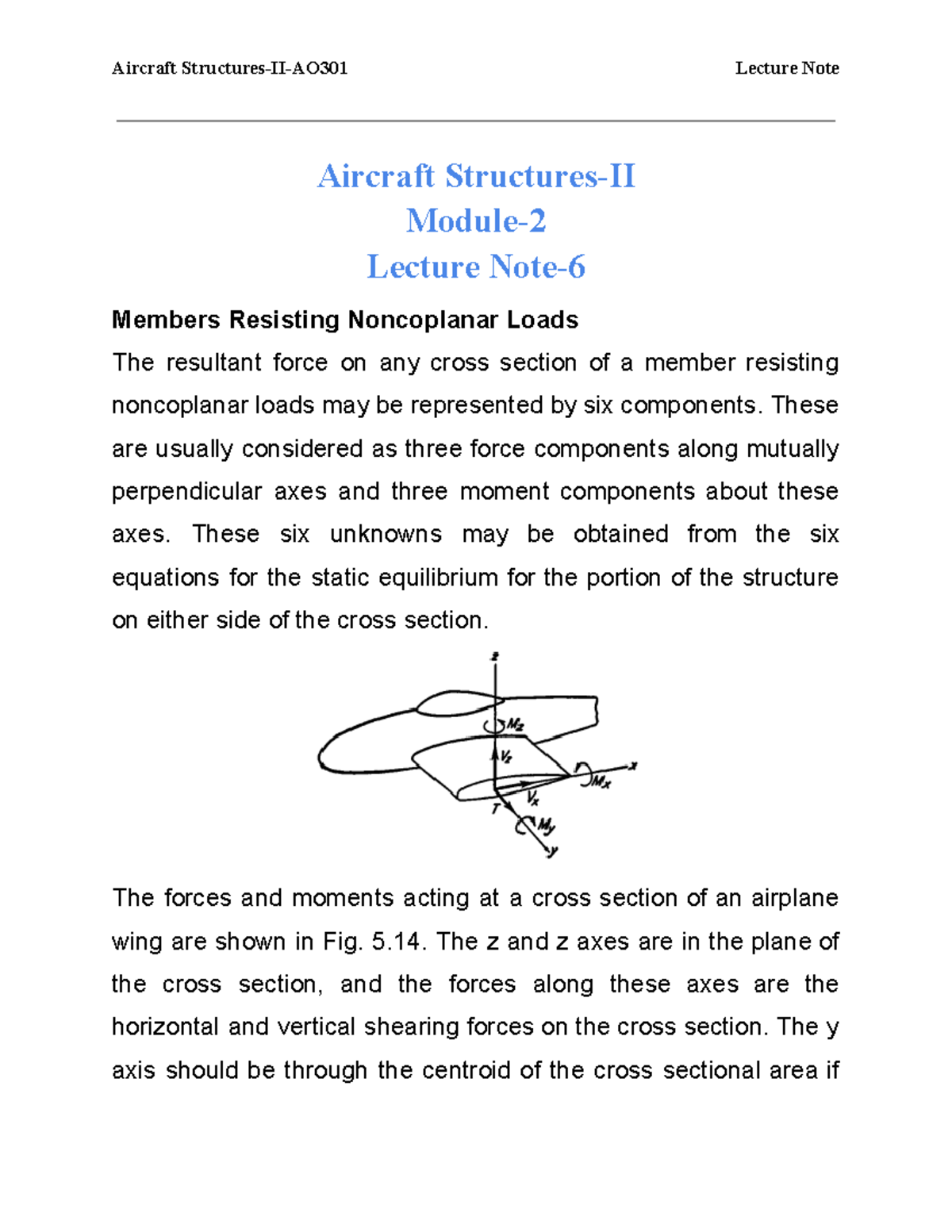 Aircraft StructuresII Module 2 Lecture Note 6 Aircraft StructuresII