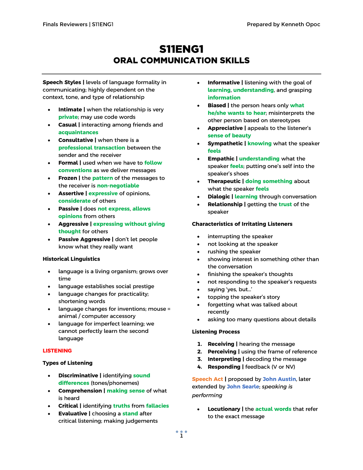 [S11ENG1] Finals Reviewer - Finals Reviewers | S 11 ENG1 Prepared by ...