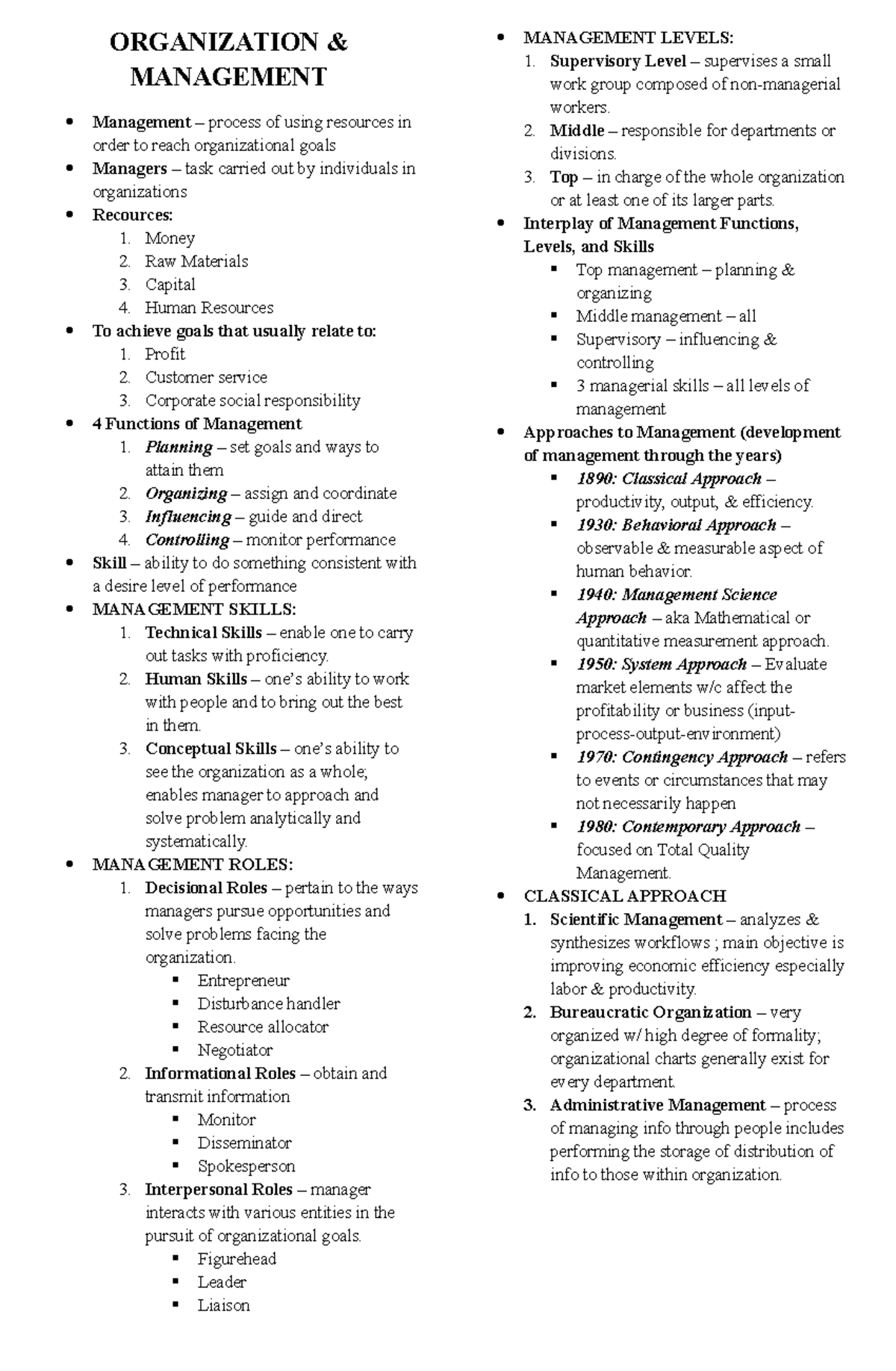 Organization & Management - ORGANIZATION & MANAGEMENT Management ...