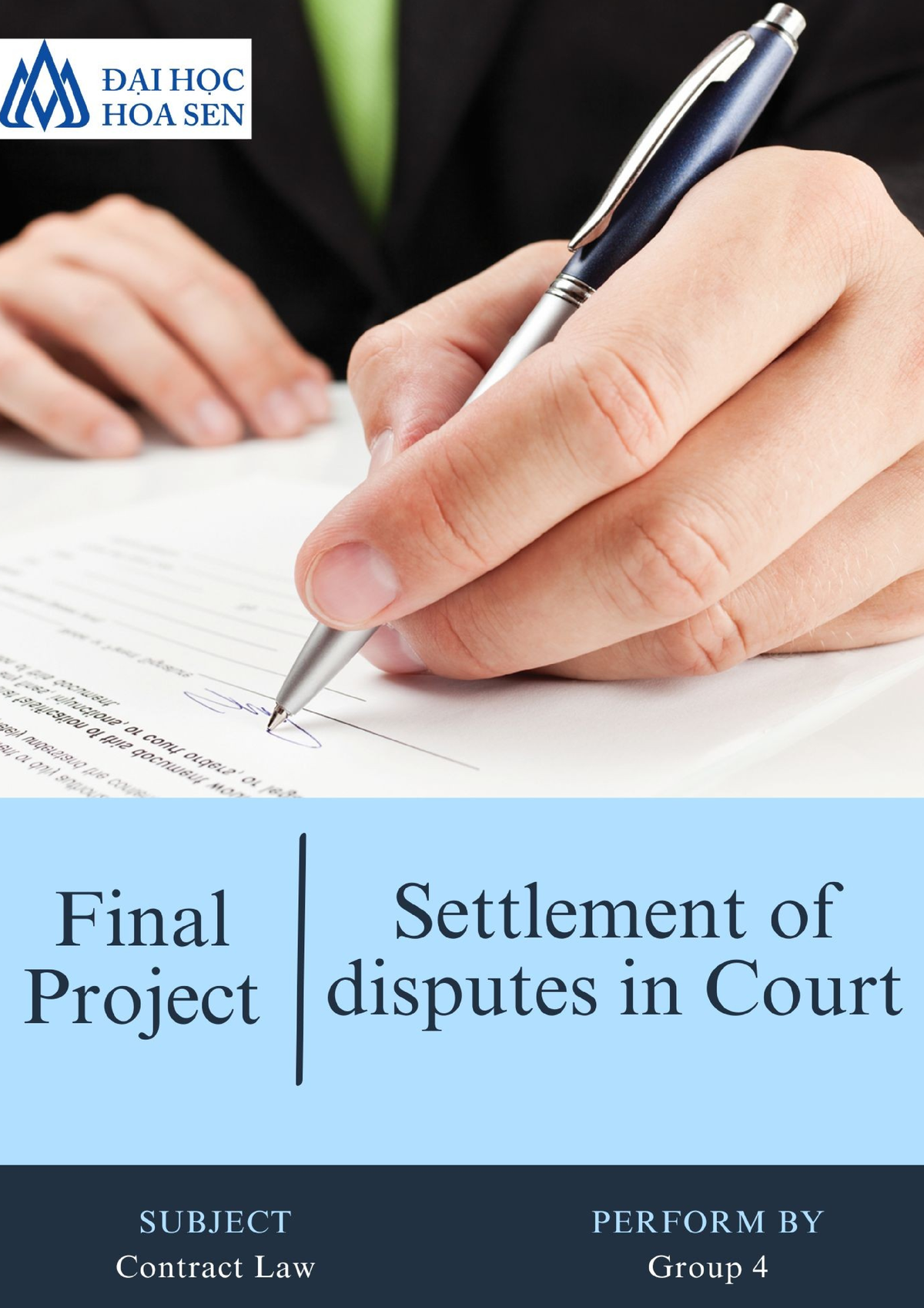 Settlement of disputes in Court Final Project Subject : Common