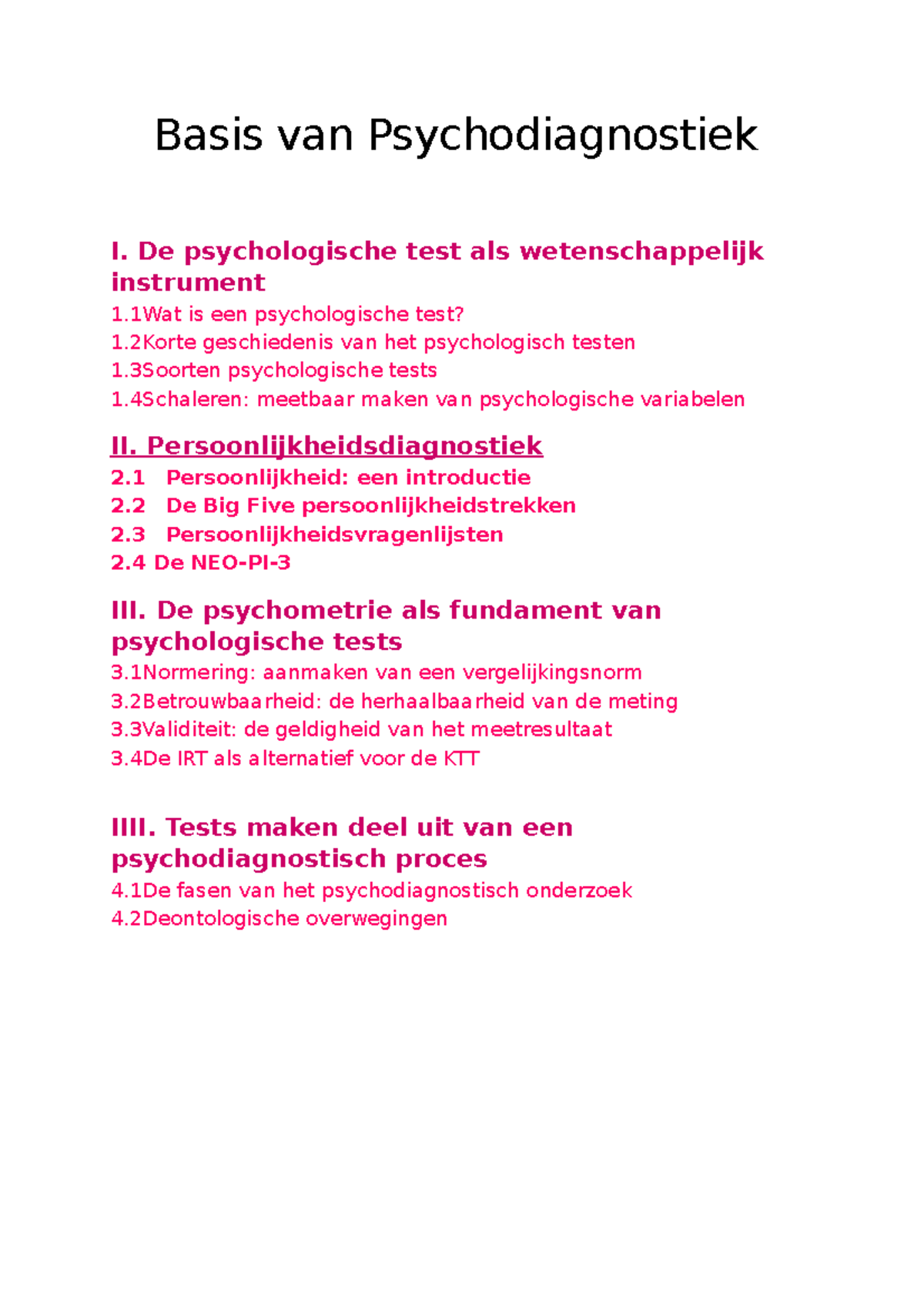 Basis Van Psychodiagnostie Part 2 - Basis Van Psychodiagnostiek I. De ...