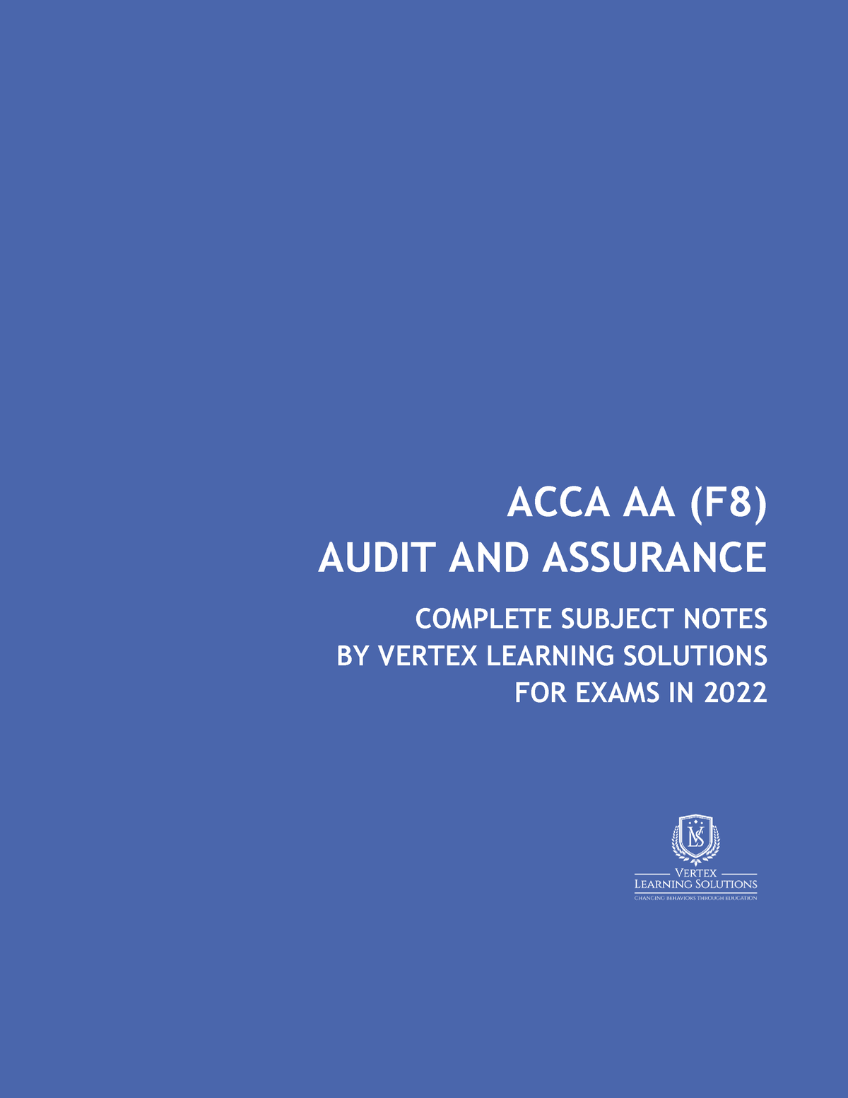 Accaf 8 Sample Notes Acca Aa F8 Audit And Assurance Complete