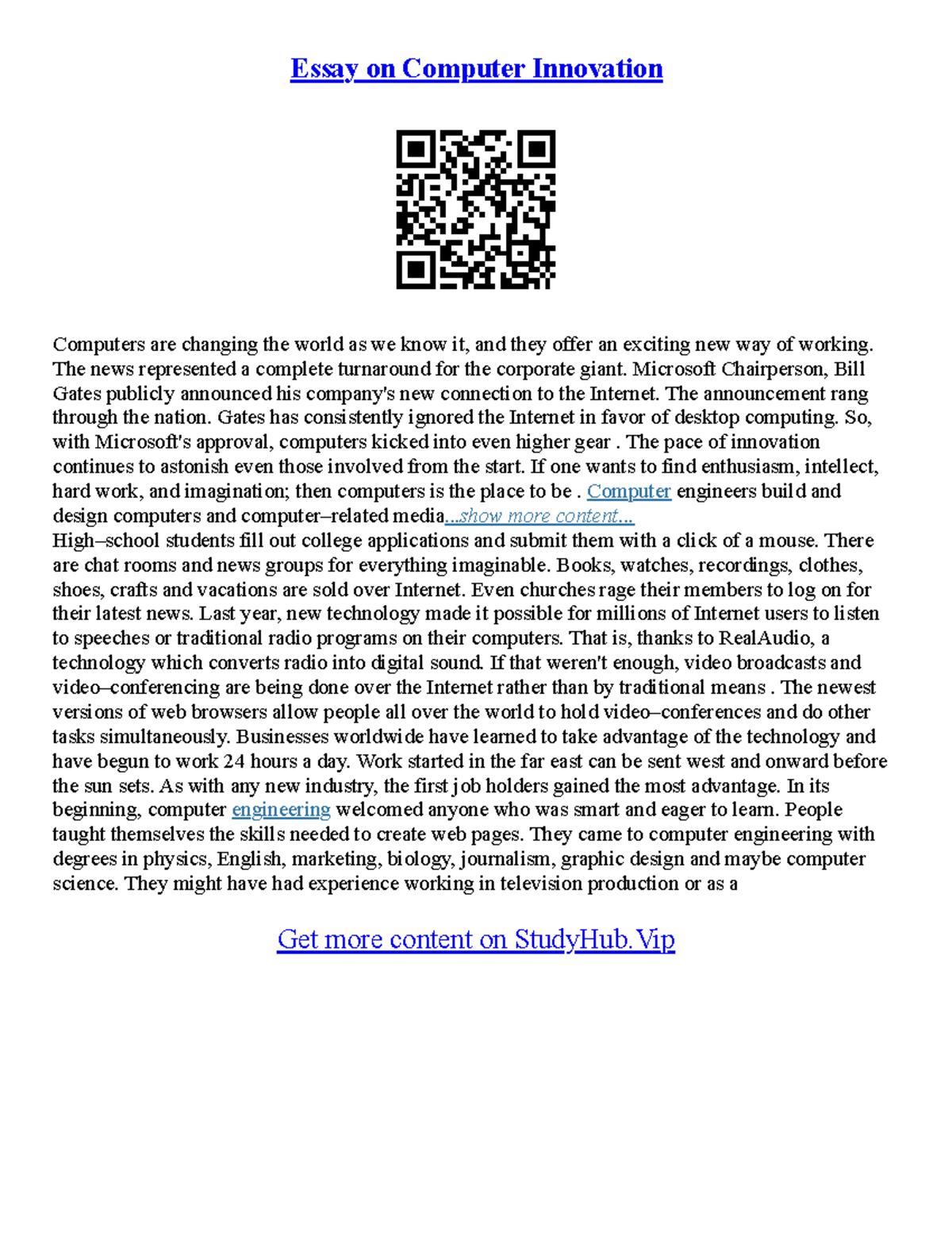 Essay On Inventions - Essay on Computer Innovation Computers are ...