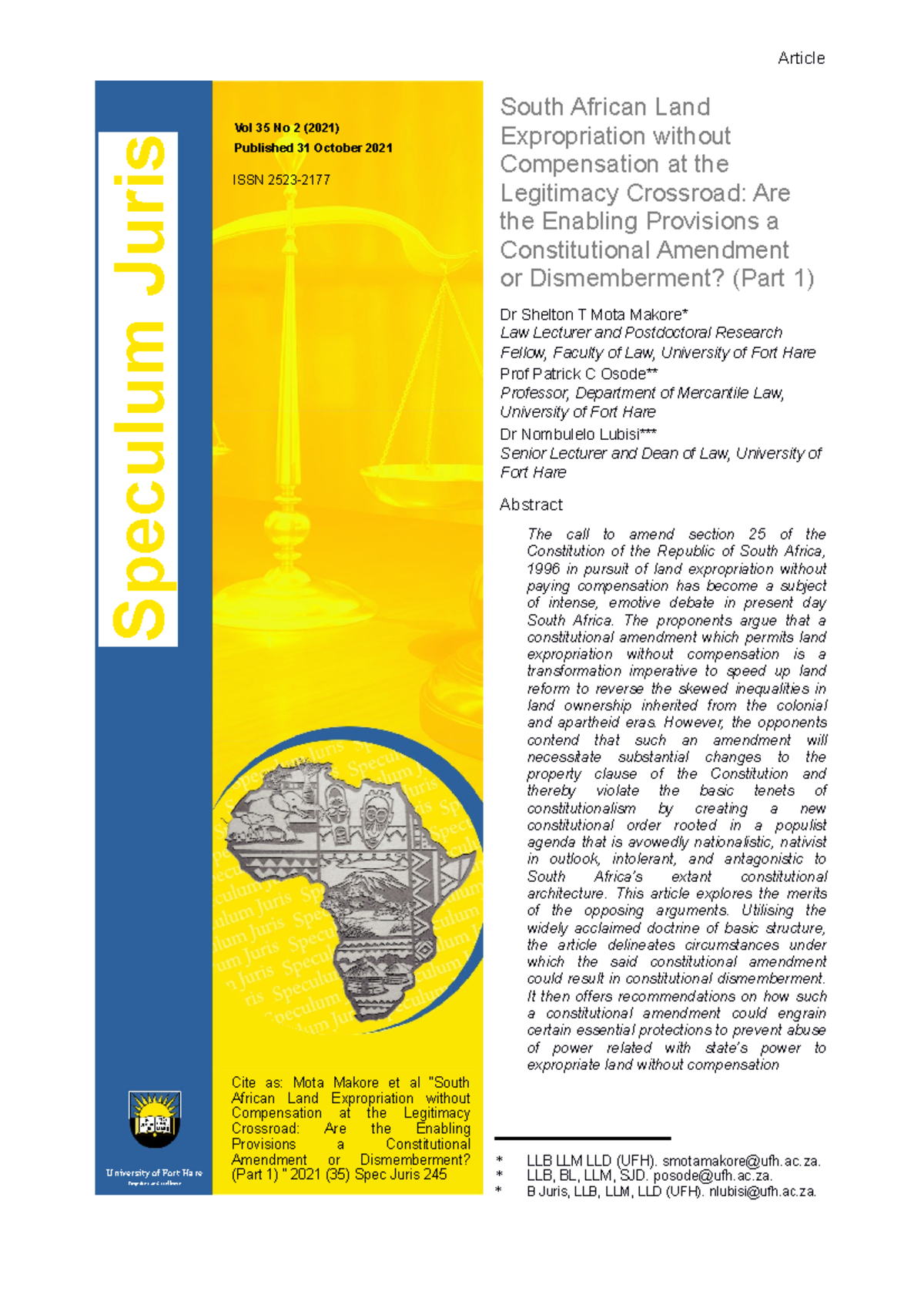 case law on various aspects Speculum Juris University of Fort