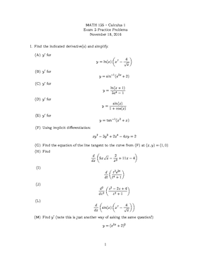 Exam2Practice Sols - math 136 precalculus practice exam - MATH 135 ...
