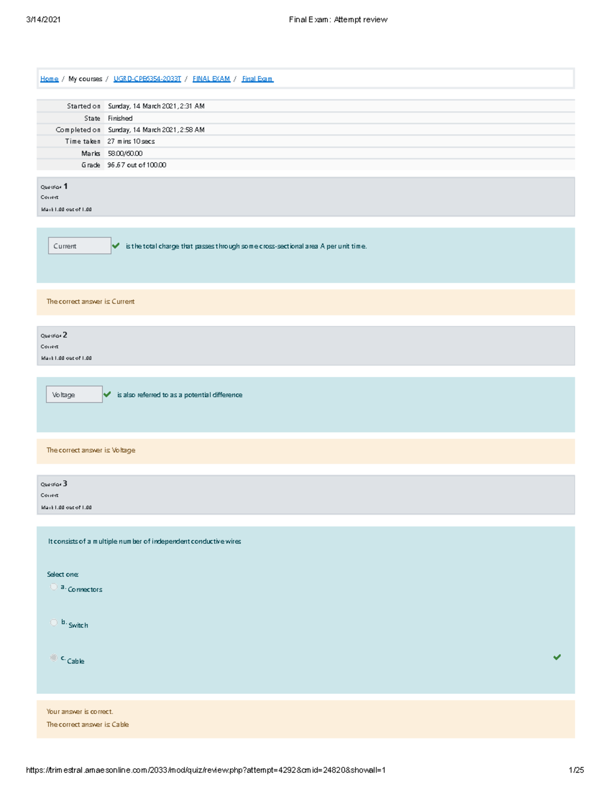 Final Exam Attempt Review - Home / My Courses / UGRD-CPE6354-2033T ...