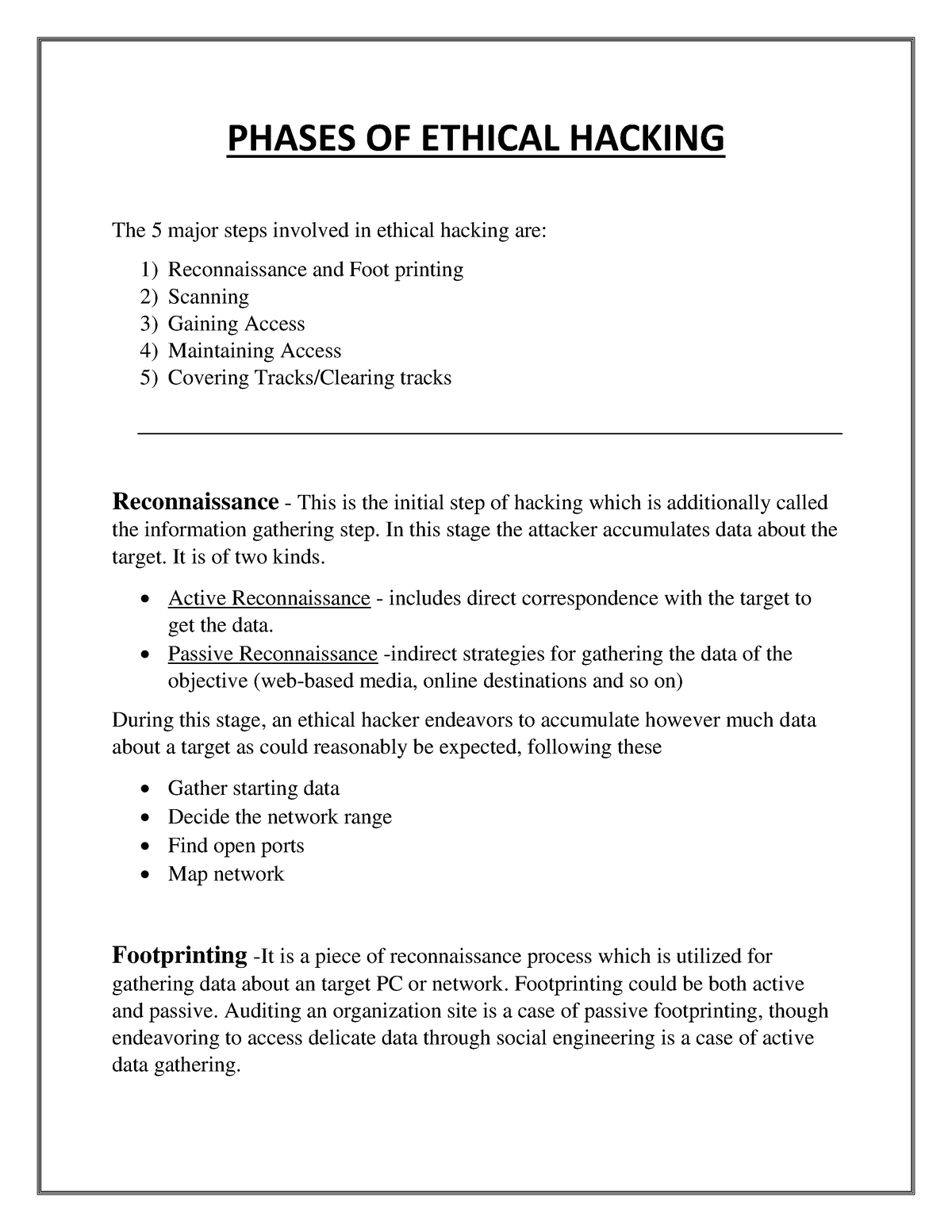 Phases OF Ethical Hacking - PHASES OF ETHICAL HACKING The 5 Major Steps ...