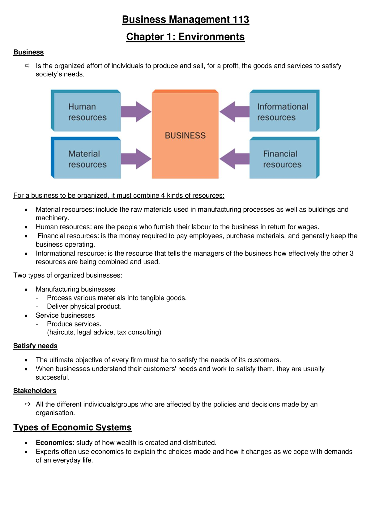 Business Management Chapter 1 Opsommings N - Business Management 113 ...