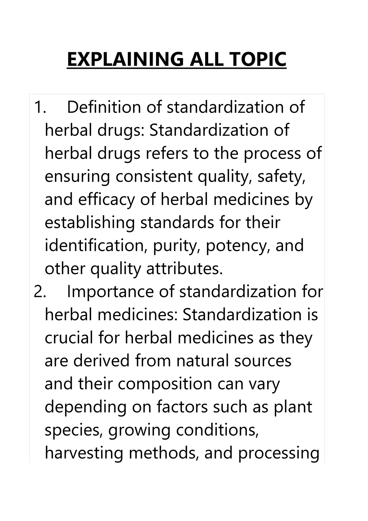 Standardisation OF Herbal Drugs - EXPLAINING ALL TOPIC Definition Of ...