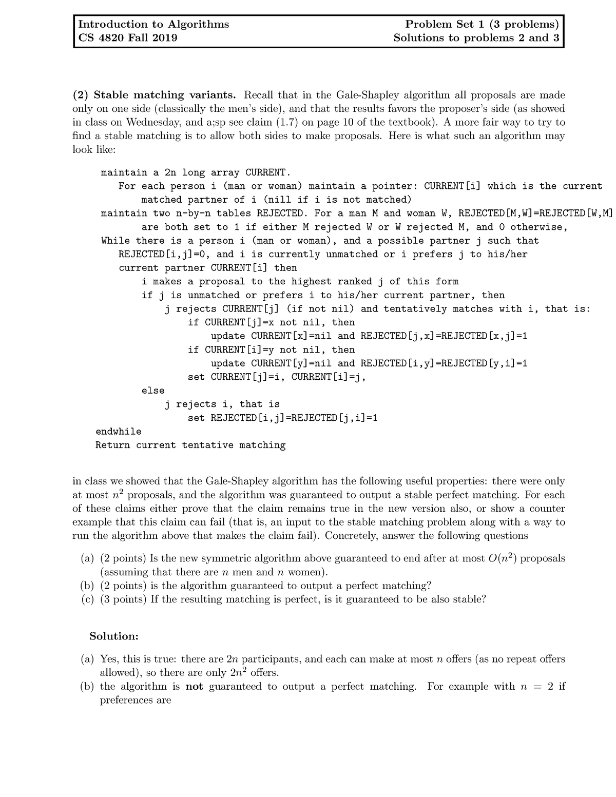 Ps1solutions Problems 2+3 Introduction to Algorithms Problem Set 1 (3