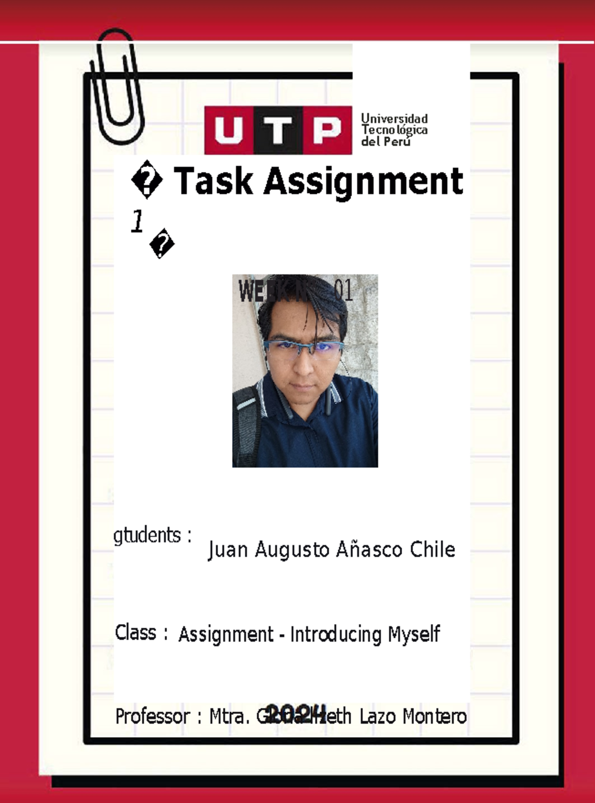 Assignment Introducing Myself Ingles I Universidad Tecnológica Assignment Introducing Myself Ingles I Universidad Tecnológica