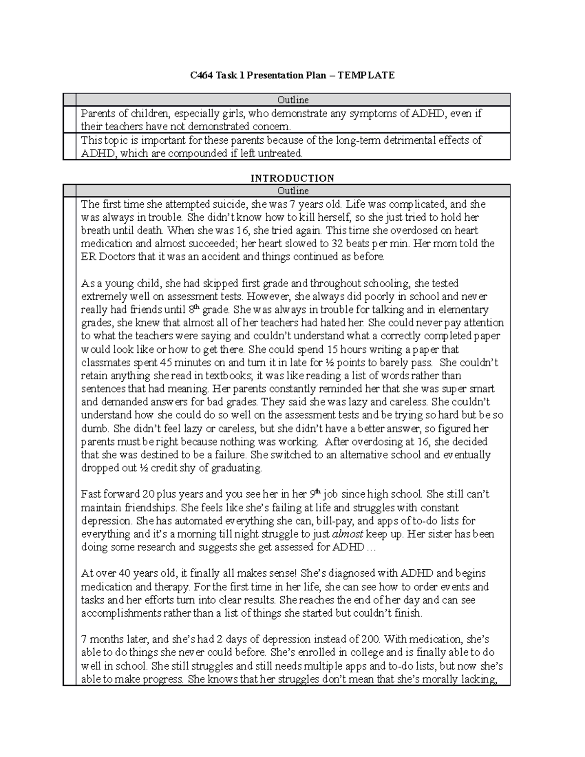 c- 464 Presentation Plan Template - C464 Task 1 Presentation Plan ...