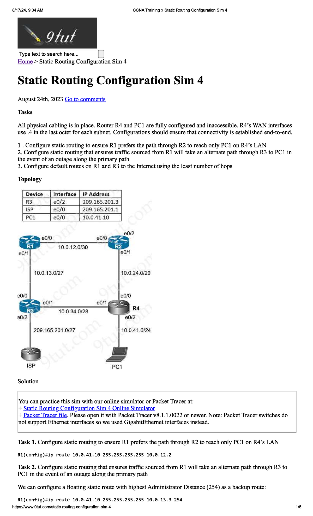 Static routing - asd - 9:34AM CCNA Training Static Routing ...