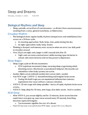 Sleep And Dreams Lecture Notes 10 Studocu