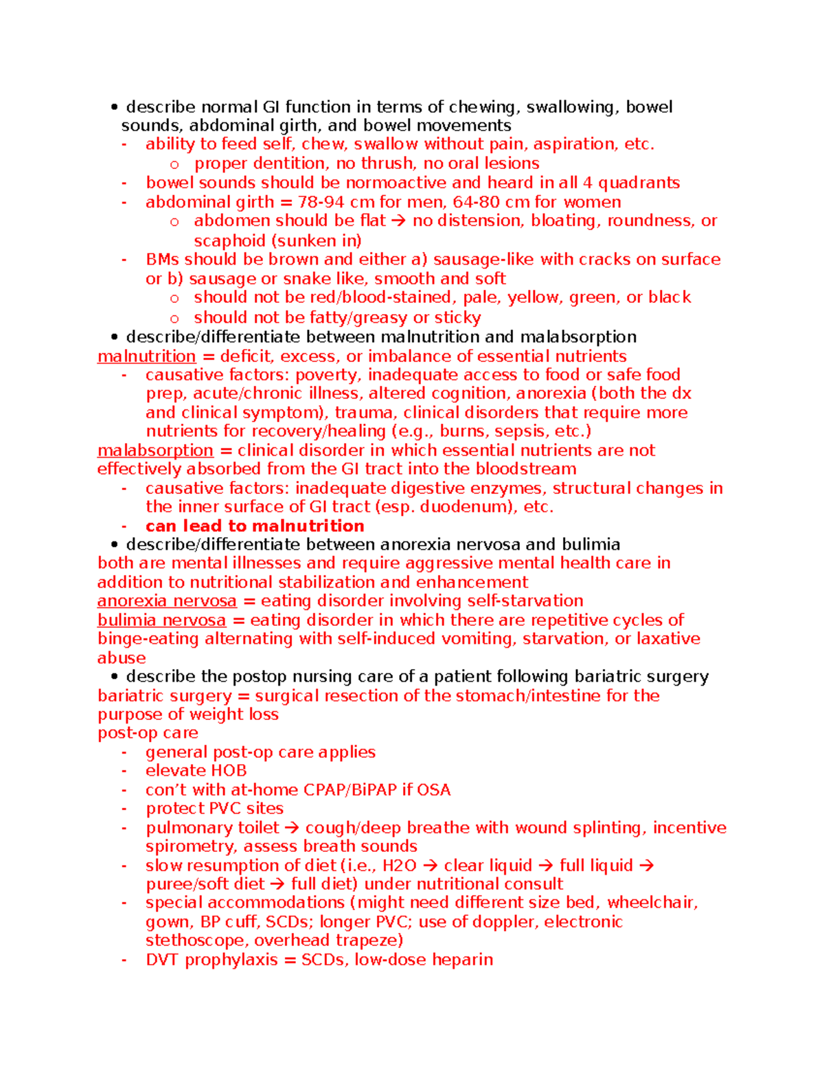 Nurs 275 exam 3 study study guide - describe normal GI function in ...