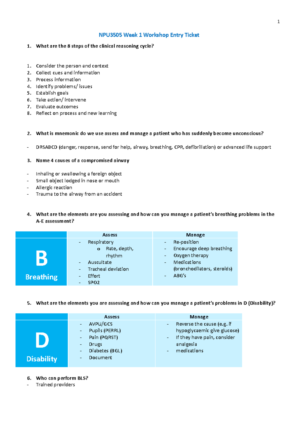Week 1 Entry Ticket NUR3503 ECU Studocu