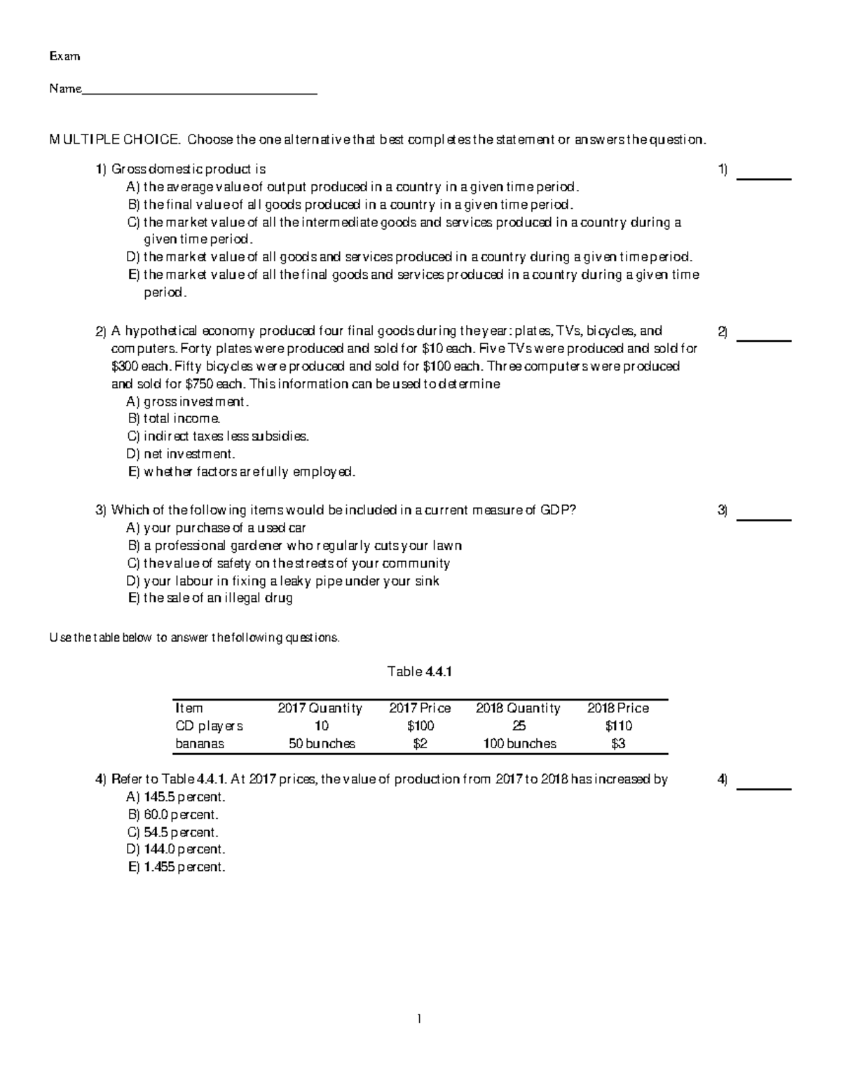 Chapter 4 Econ Work - Exam Name ...