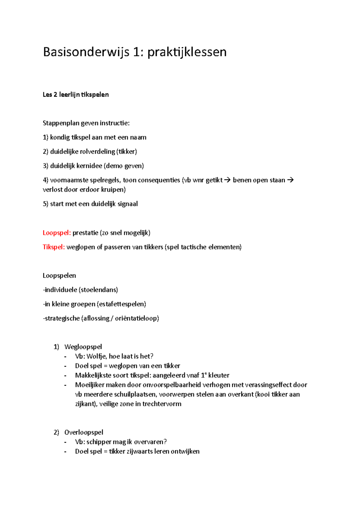 Basisonderwijs 1 Samenvatting - Basisonderwijs 1: Praktijklessen Les 2 ...