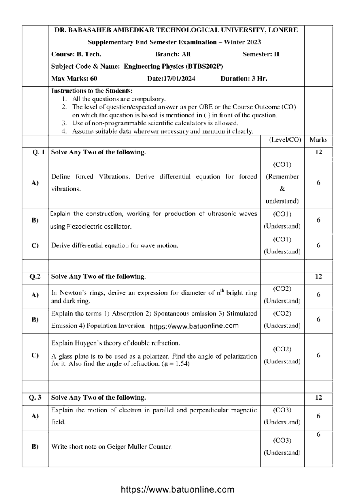 Btech 1 year engineering physics btbs202p jan 2024 - DR. BABASAHEB ...