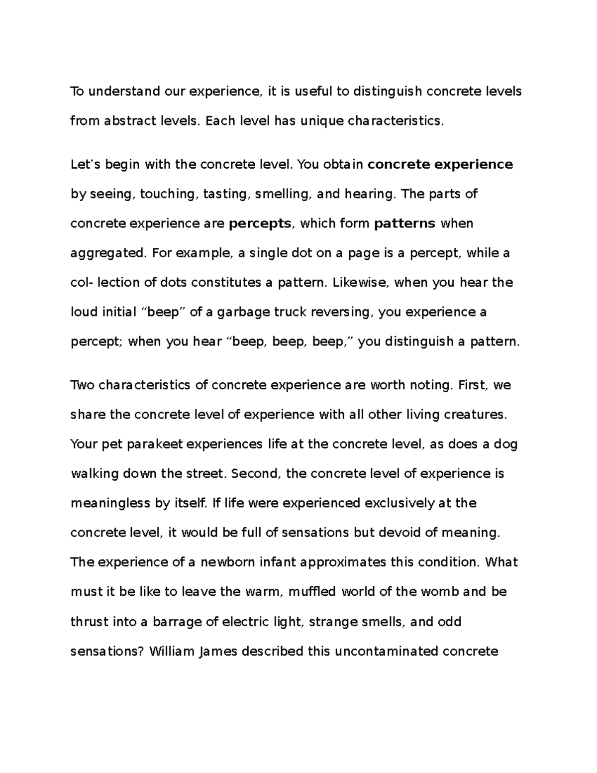 Understand experience - To understand our experience, it is useful to ...