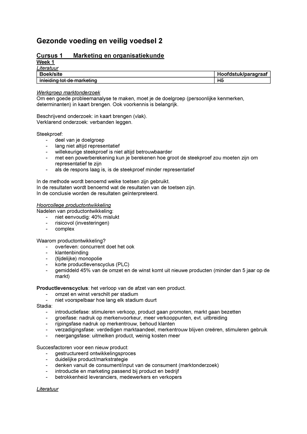 Samenvatting Gezonde Voeding Veilig Voedsel 2 Cursus 1 Marketing En Organisatiekunde Week 1 6rn Studeersnel