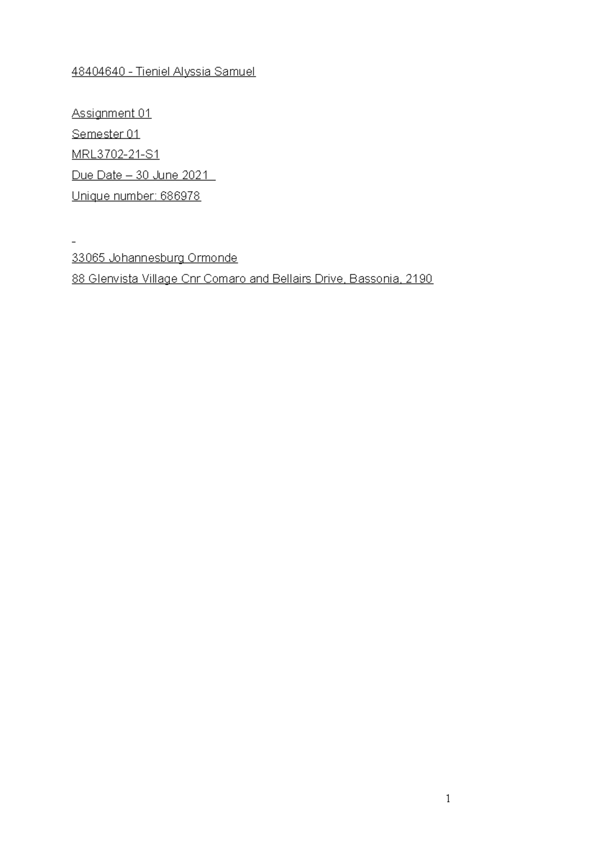 MRL3702-21-S1 Labour Law Assignment 2 - MRL3702 - Unisa - Studocu