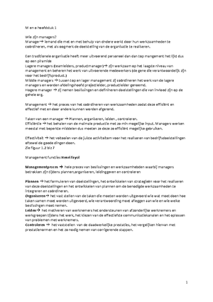 Samenvatting Organisatie & Management - Hoofdstuk 1: Denken Over ...