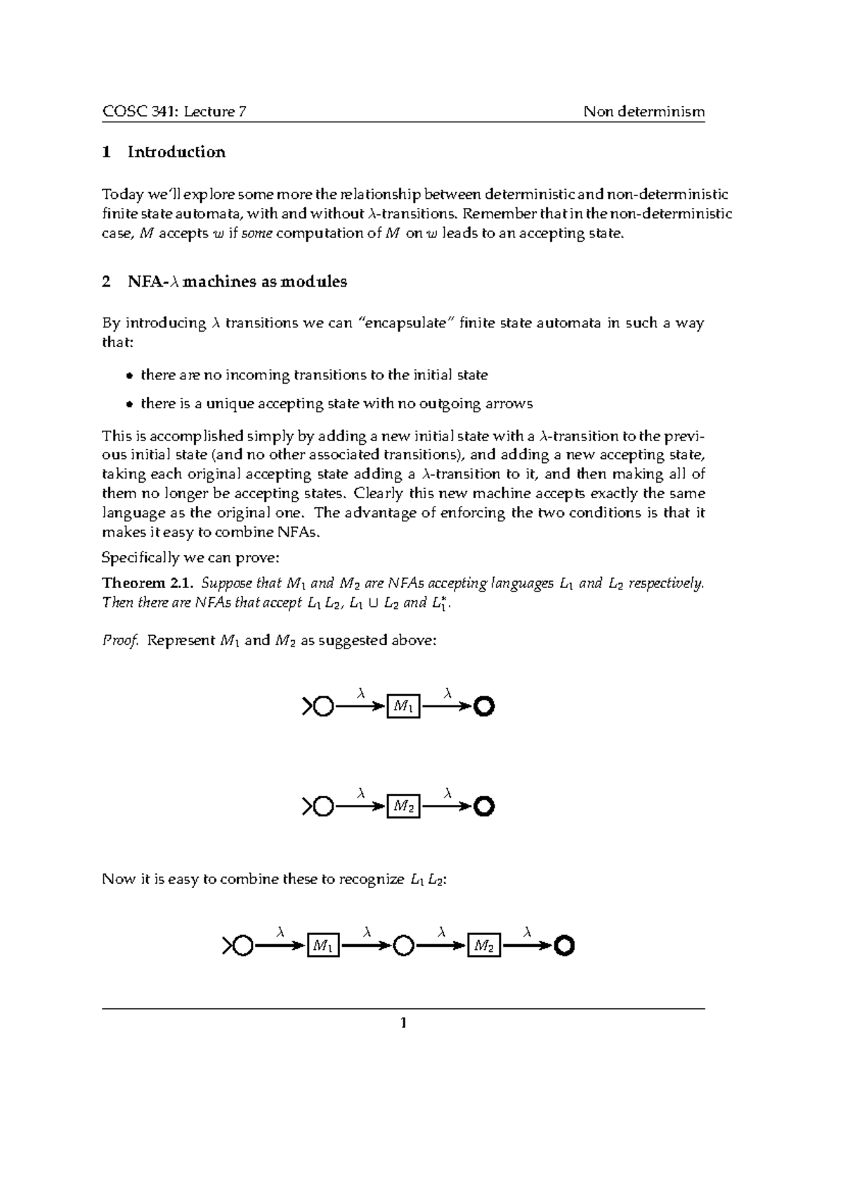 COSC341 2017 Lecture 7 - Non determinism - 1 Introduction Today we’ll ...