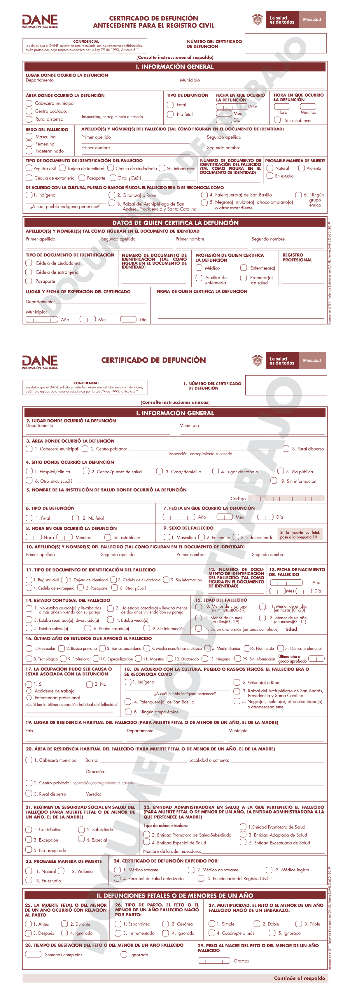 Cdefuncion Acta De Defunci N Modelo Estimado Por El Dane Certificado De Defunci N Confi De