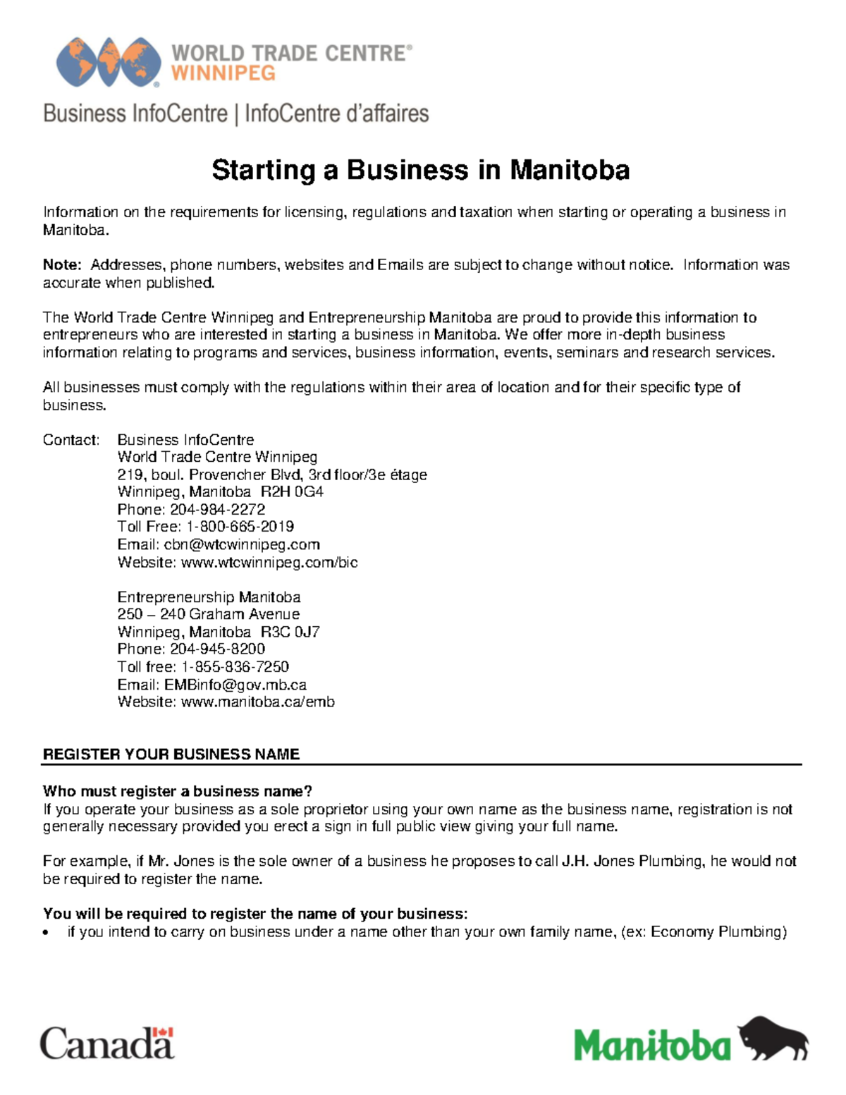 government of manitoba business plan