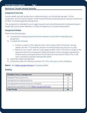 PSY278 Wk7 Assn 08 - Week 7 Assignment - ` Course Project: Lifespan ...