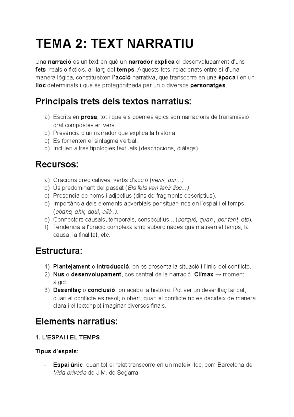 TEMA 2 TEXT Narratiu TEMA 2 TEXT NARRATIU Una narració és un text en què un narrador explica