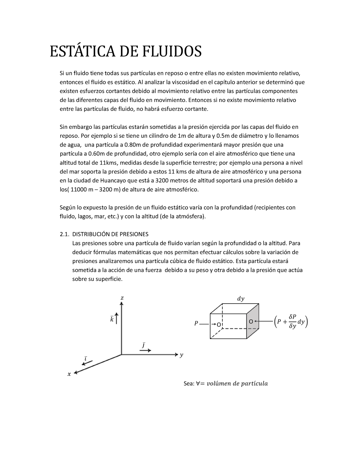 02 Estática DE Fluidos - Material Del Curso - ESTÁTICÁ DE FLUIDOS Si Un ...