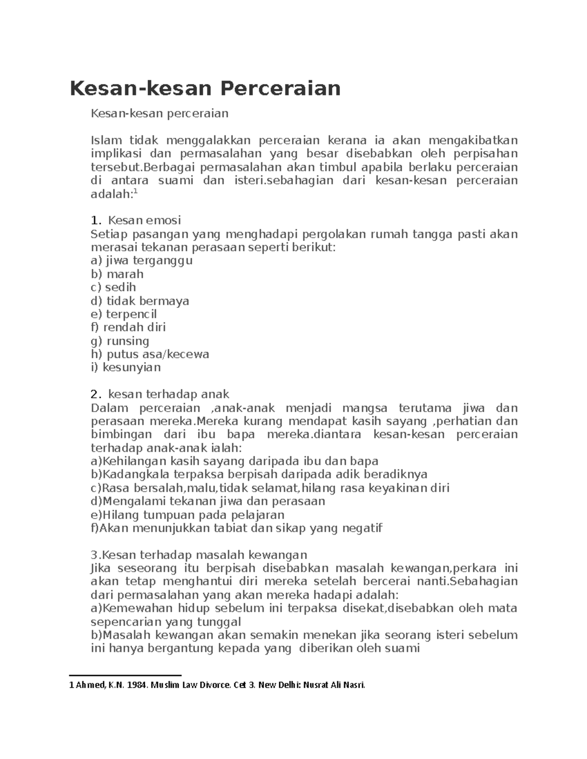 Kesan Pembubaran Perkahwinan Diploma In Law Dil1225 Studocu