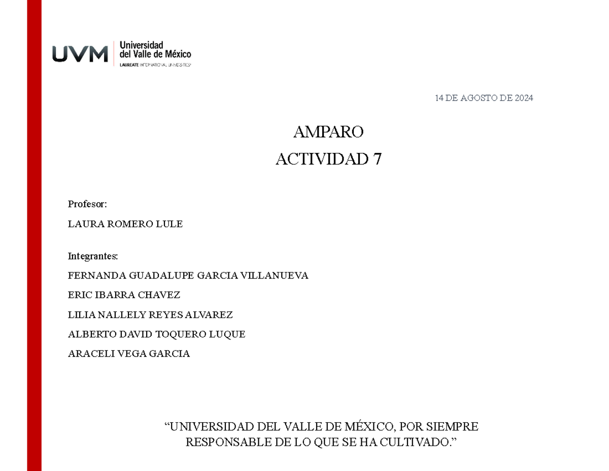 A7 EQP13 - nedrtbtv - “UNIVERSIDAD DEL VALLE DE MÉXICO, POR SIEMPRE