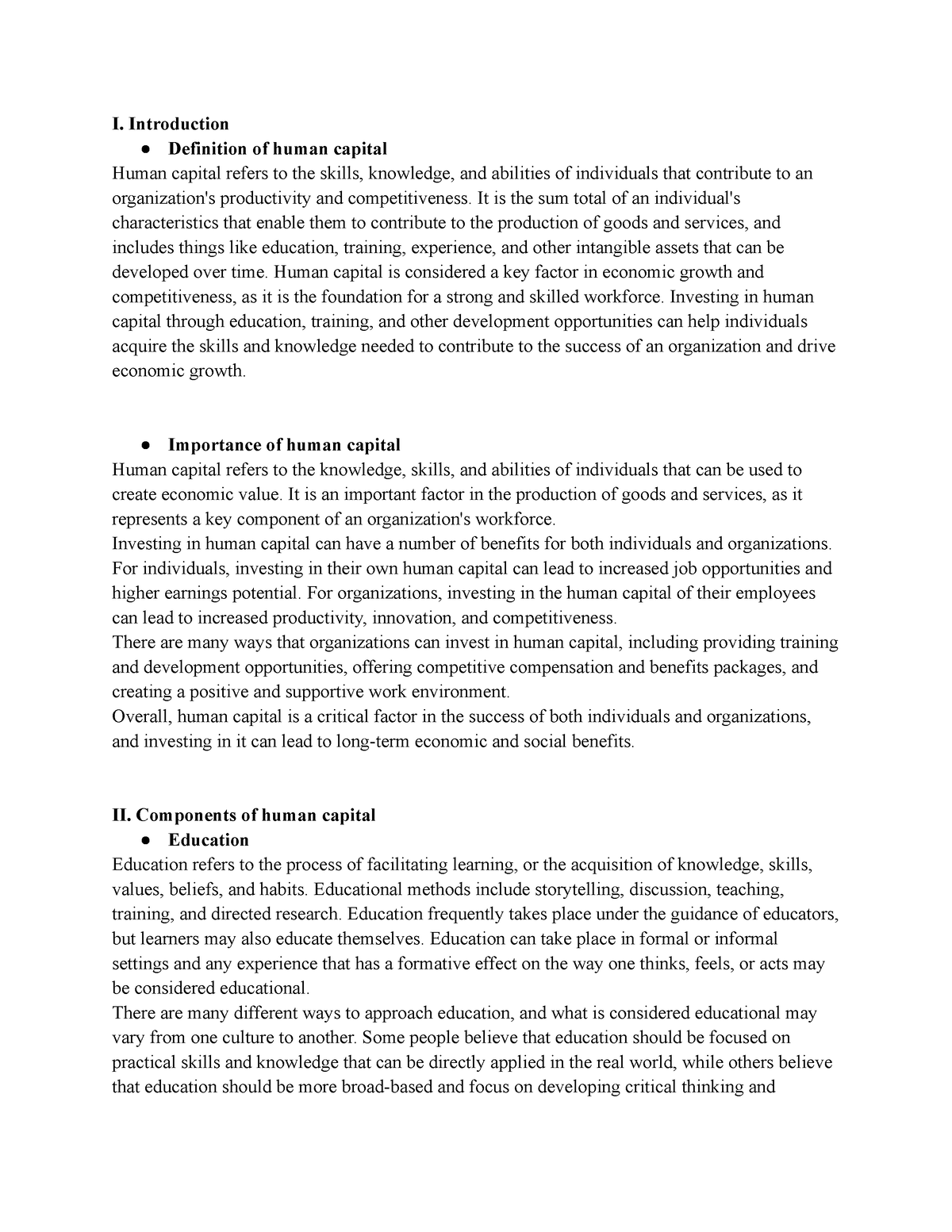 human capital essay writing