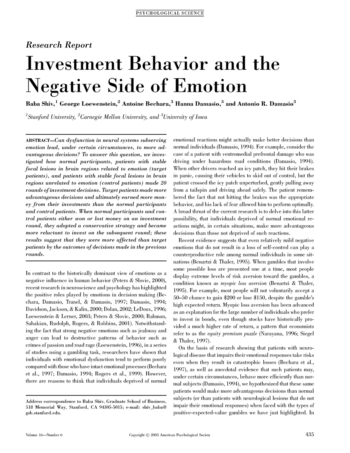 investment behaviour thesis
