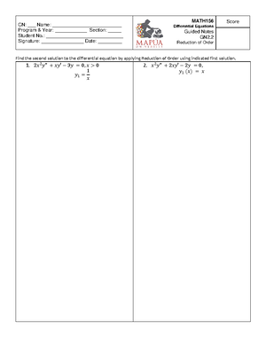 Wronskian Analysis Example Worksheet 5 - Differential Equations - CN ...