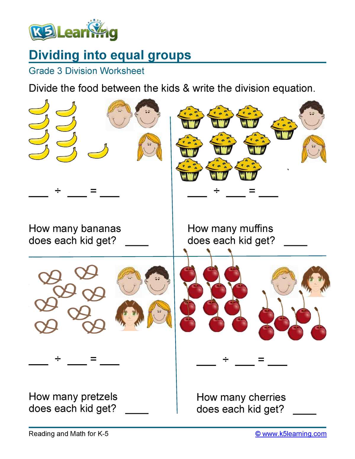 Grade 3 Divide Equal Groups B - Dividing Into Equal Groups Grade 3 ...