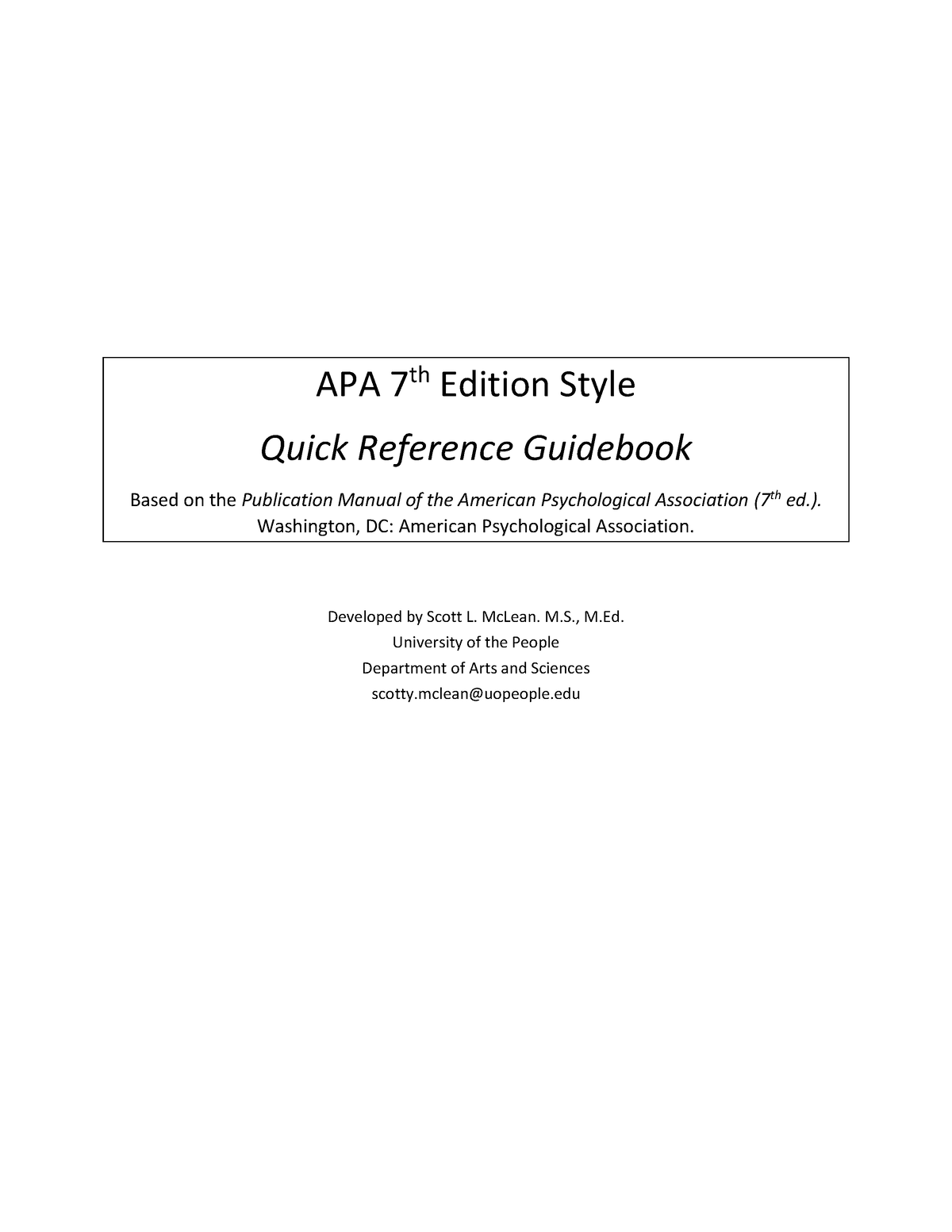 APA 7th Edition Front Page